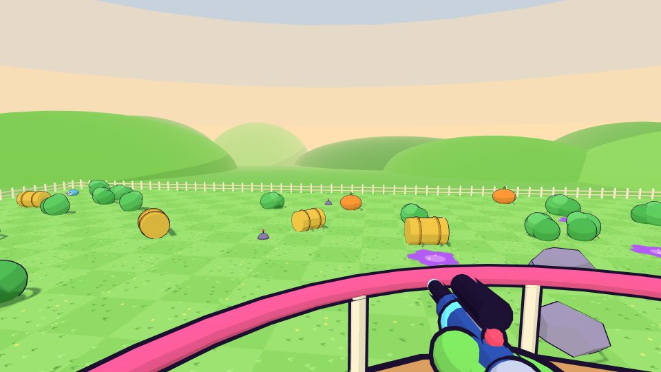 Looking out over a pumpkin field from a tower